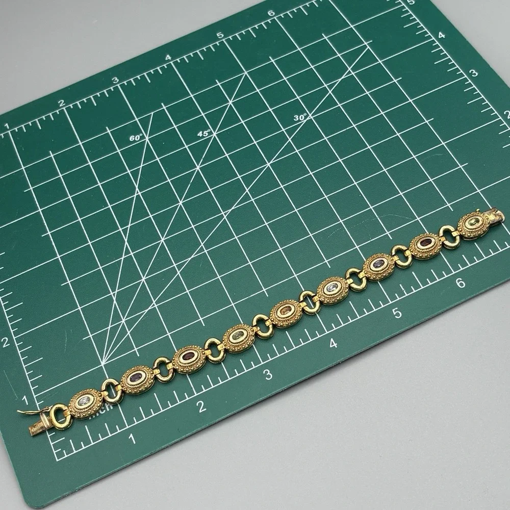 Ross Simons 18k Gold Plated Sterling Silver Bracelet Gemstone Etruscan Revival 7